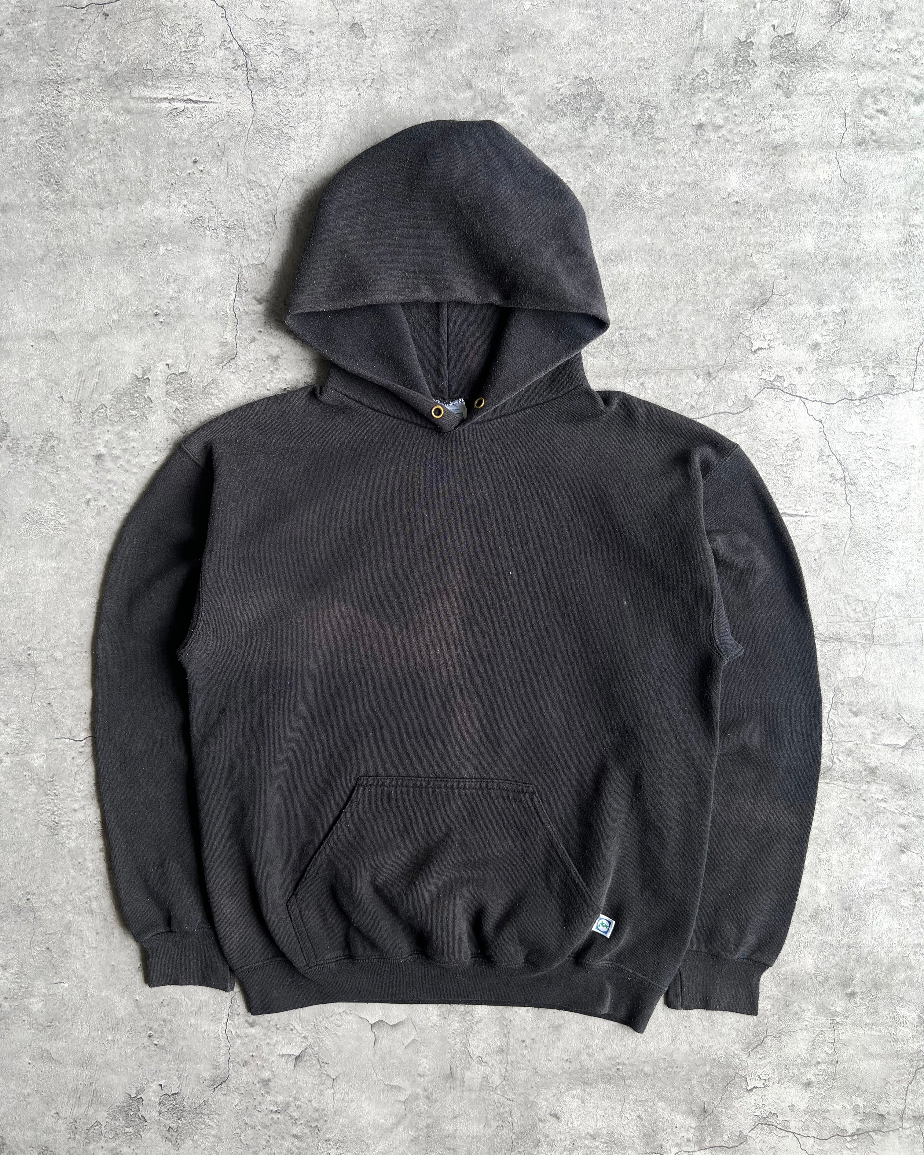 1990S SUN FADED BLACK DISCUS ATHLETIC BLANK HOODIE (M/L)
