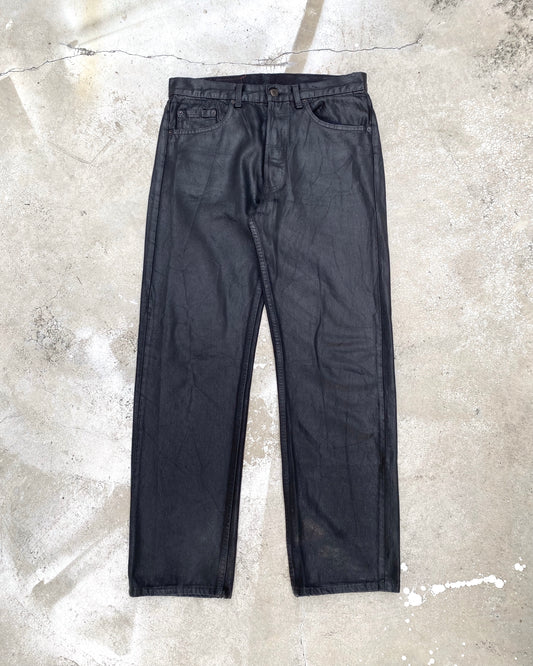 1980S BLACK WAXED LEVI'S 501 JEANS (32X30)