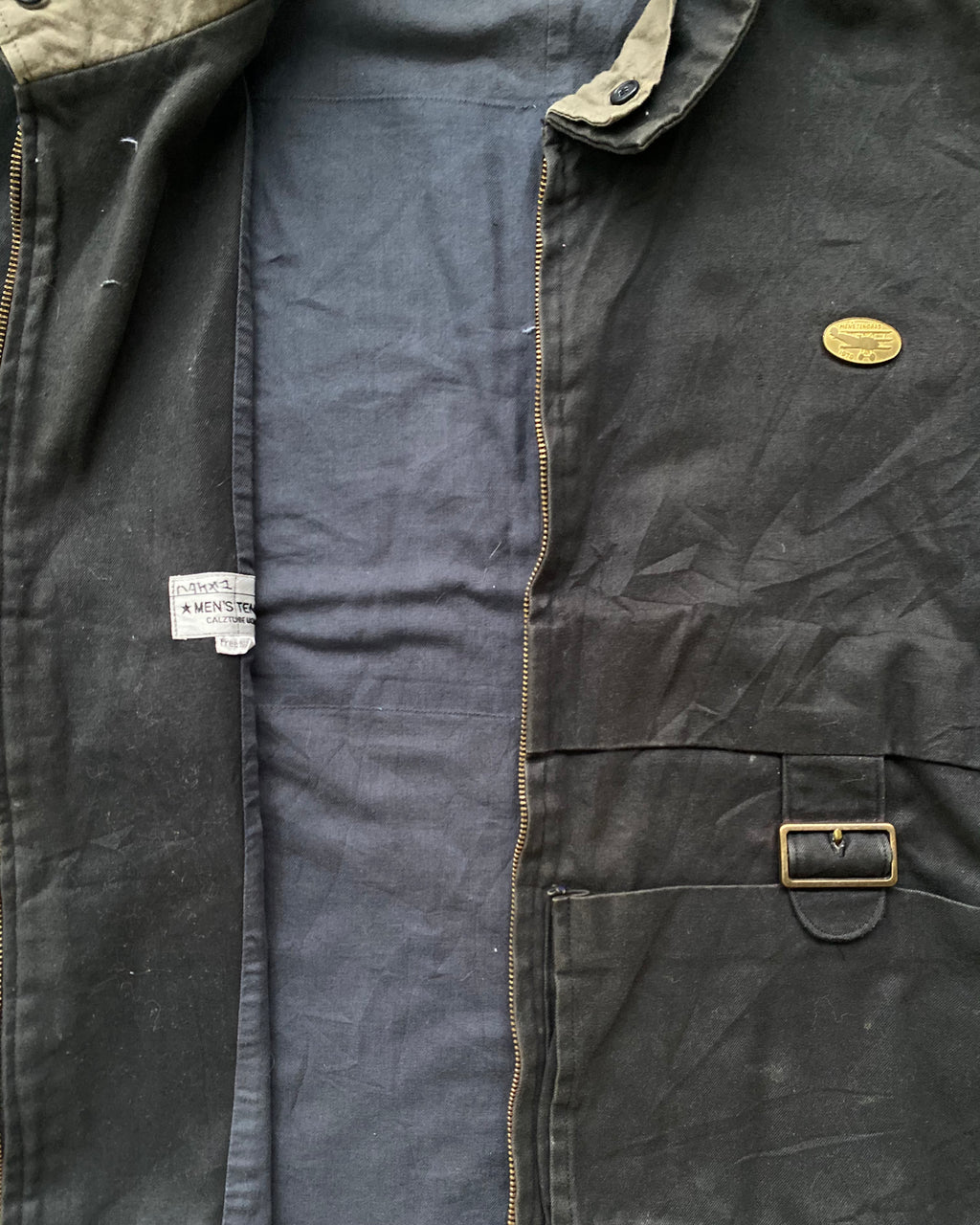 1990S MEN'S TENORAS BLACK CANVAS WORK JACKET (M/L)