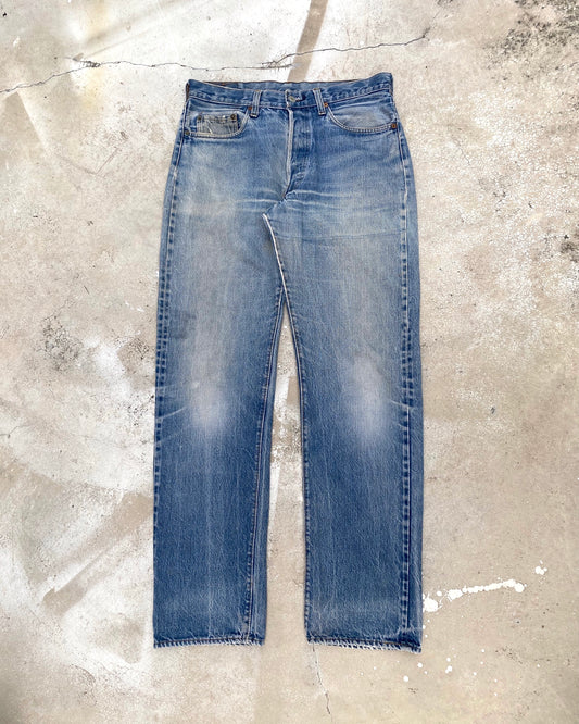 1980S FADED BLUE LEVI'S 501 SELVEDGE JEANS (34X36)