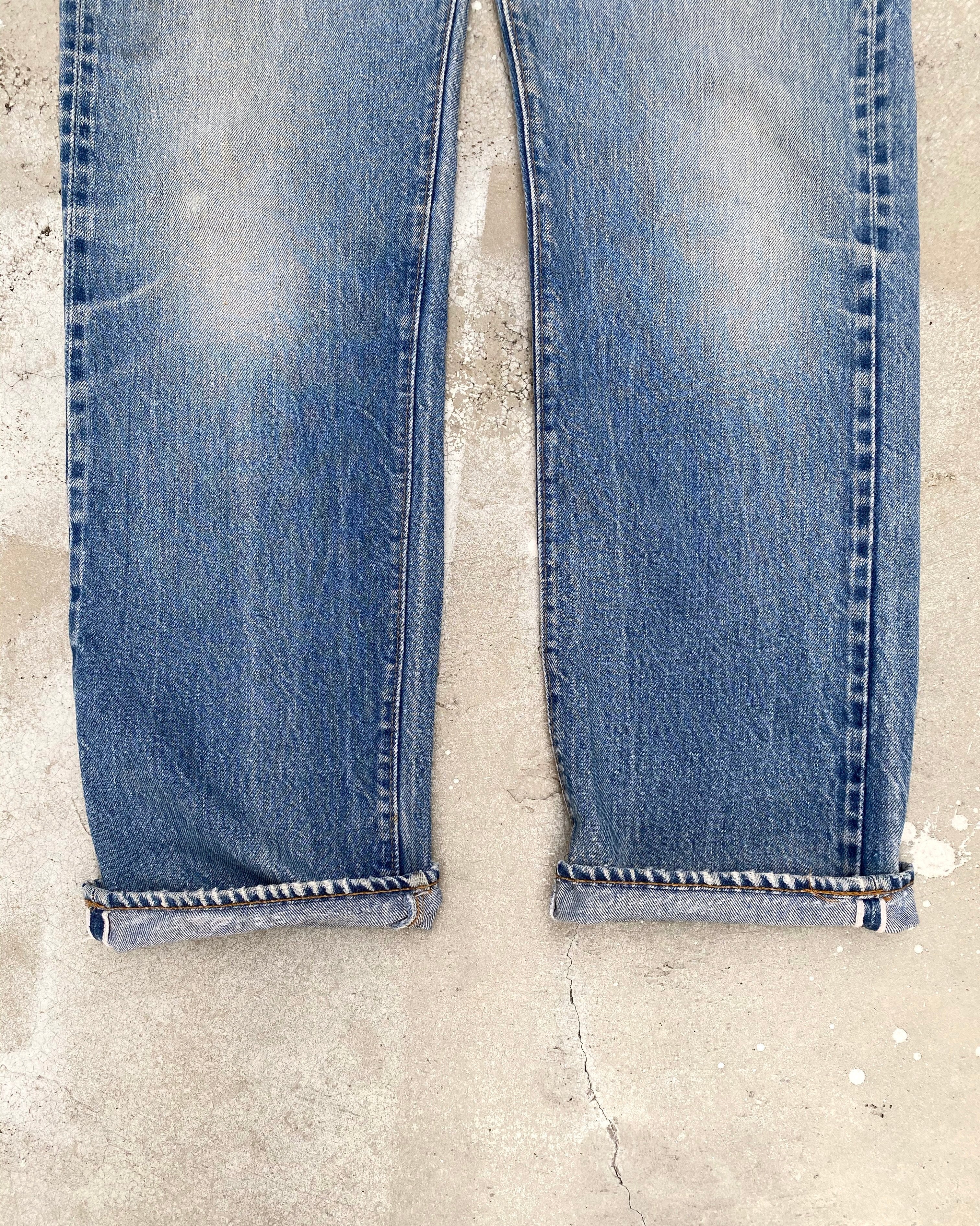 1980S FADED BLUE LEVI'S 501 SELVEDGE JEANS (34X36)