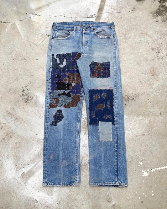 1980s Levi's  501 Sashiko Patch Selvedge Jeans