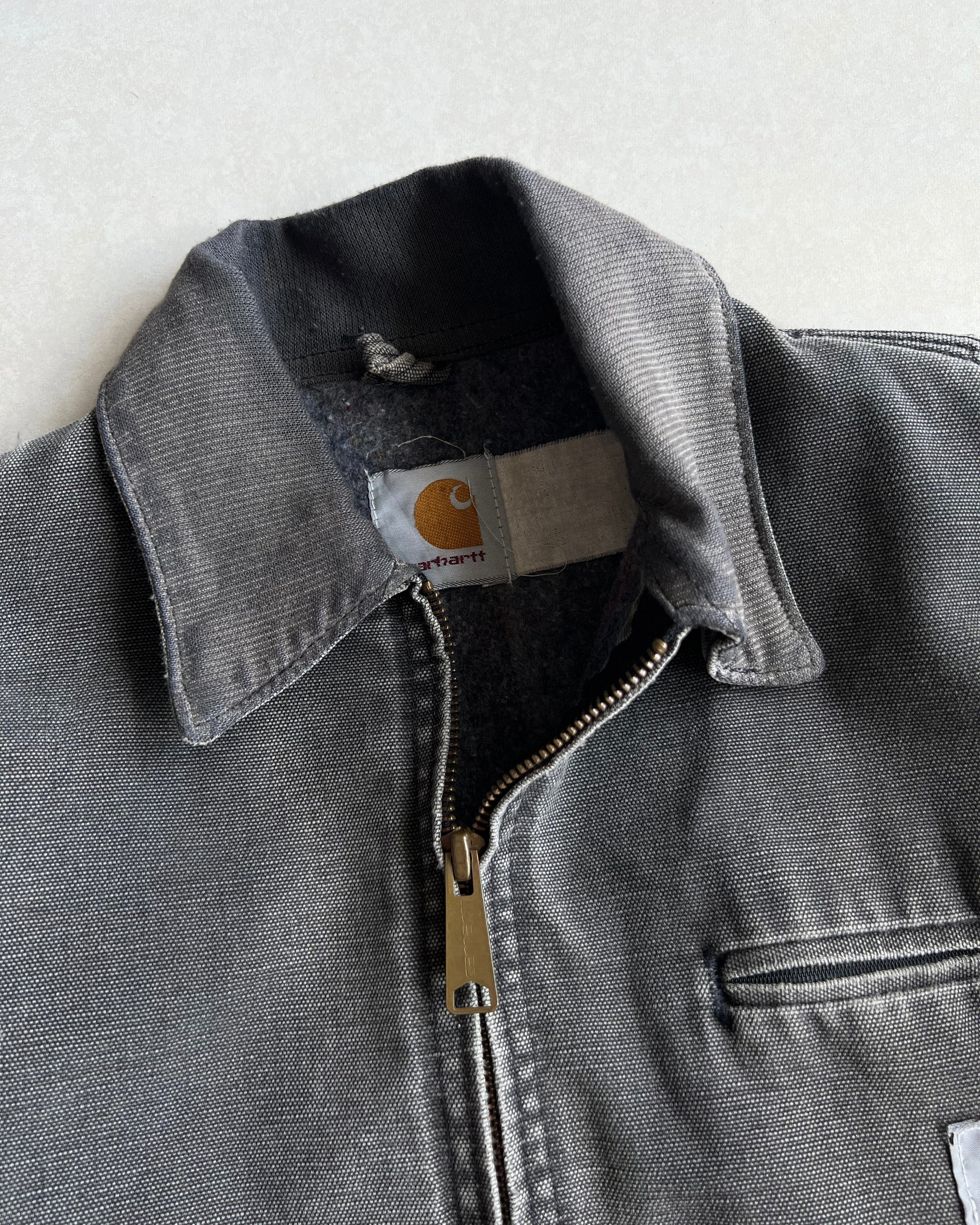 1990S FADED GREY CARHARTT DETROIT WORK JACKET (M)