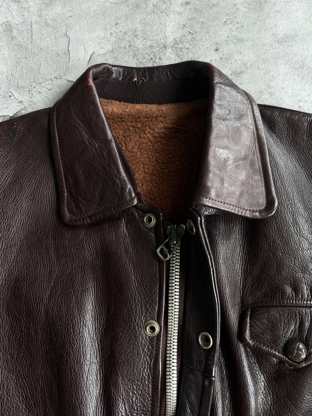 1950S BROWN ROCKABILLY LEATHER JACKET (L)