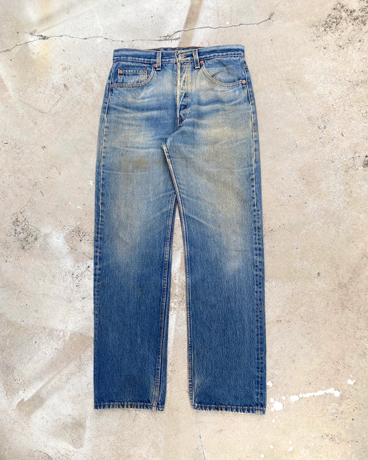 1980S FADED MUD WASHED LEVI'S 501 JEANS (31X30)
