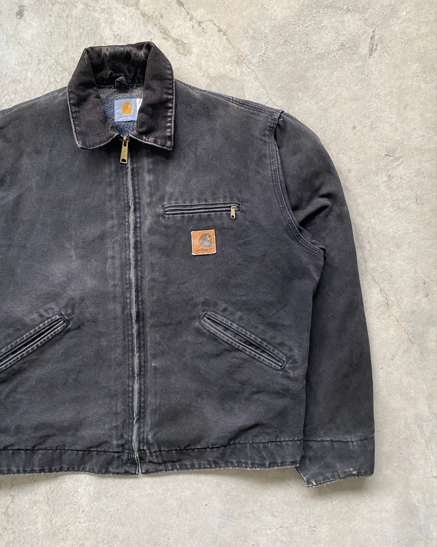 1980S FADED BLACK CARHARTT DETROIT JACKET (L/XL)