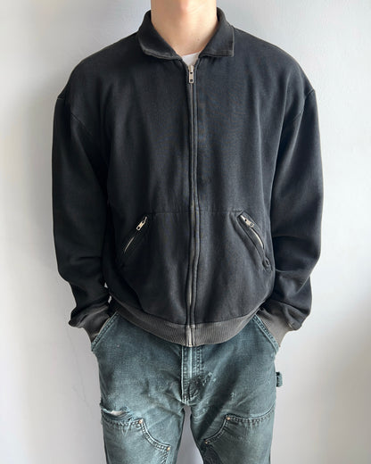 1990S FADED BLACK AGNES B. ZIP-UP SWEATS JACKET (L)