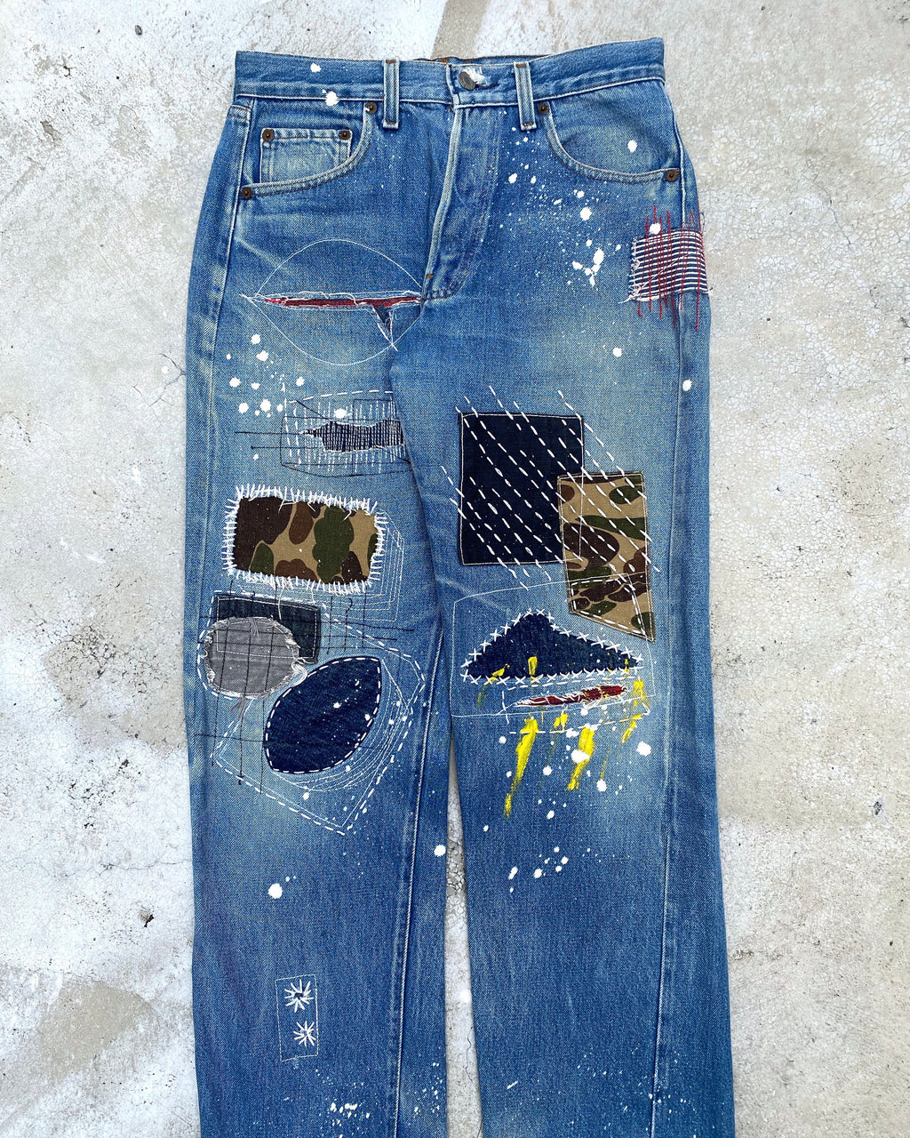 1980S LEVI'S 501 PATCH/PAINTED SELVEDGE JEANS (29X30)
