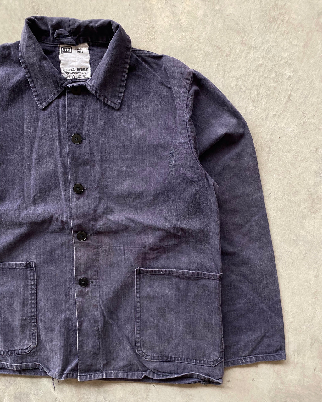 1981 DARK PURPLE HBT FRENCH WORKWEAR JACKET (M/L)