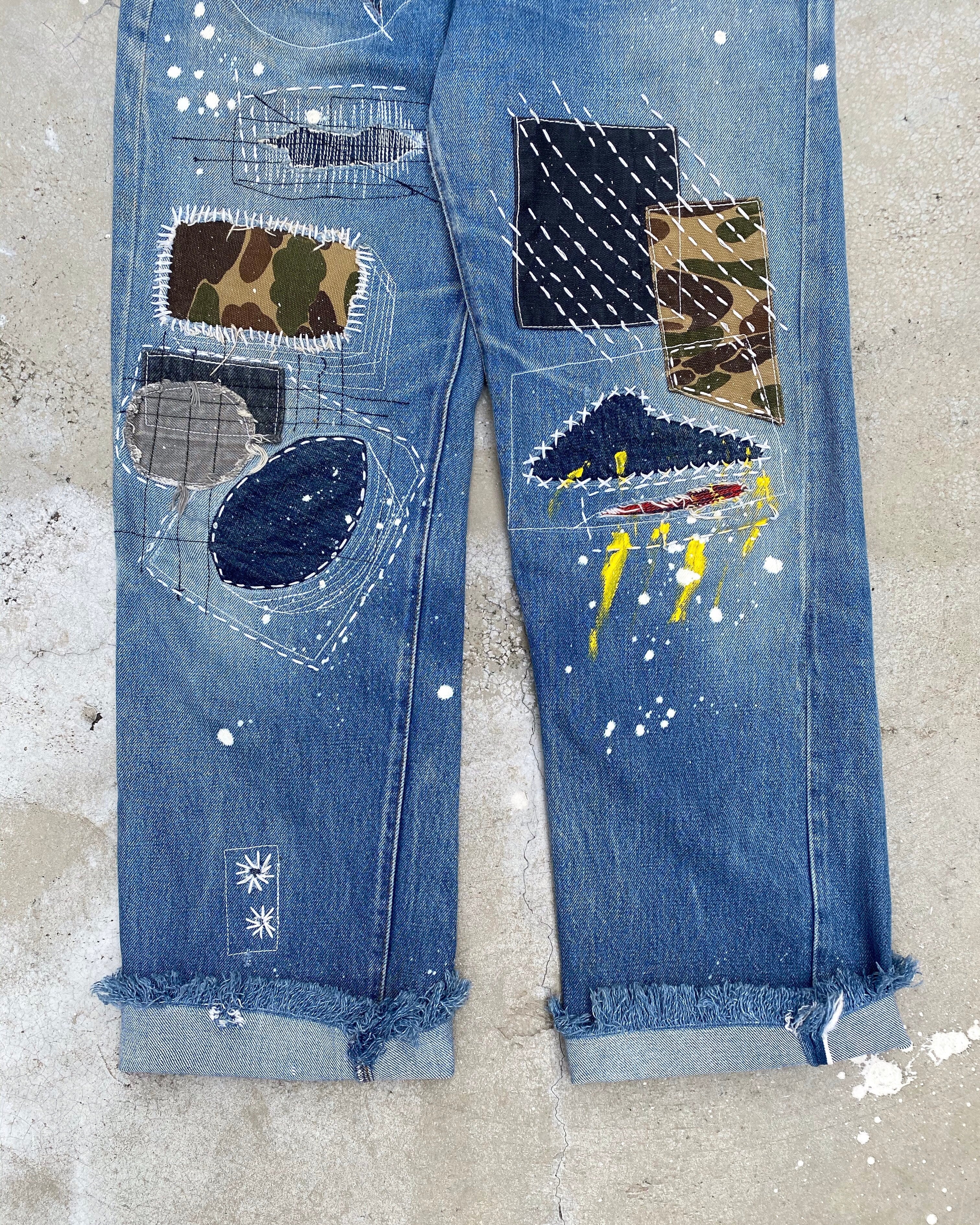 1980S LEVI'S 501 PATCH/PAINTED SELVEDGE JEANS (29X30)