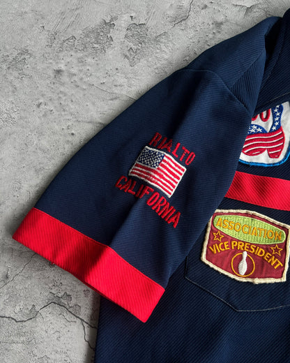 1970S MULTI-PATCHES 'CAPTAIN CUPS' BOWLING SHIRT (M)