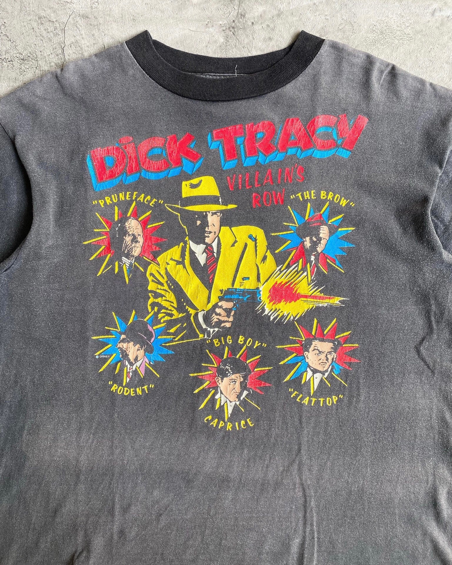 1990S "DICK TRACY VILLAIN'S ROW" SUN FADED TEE (L)