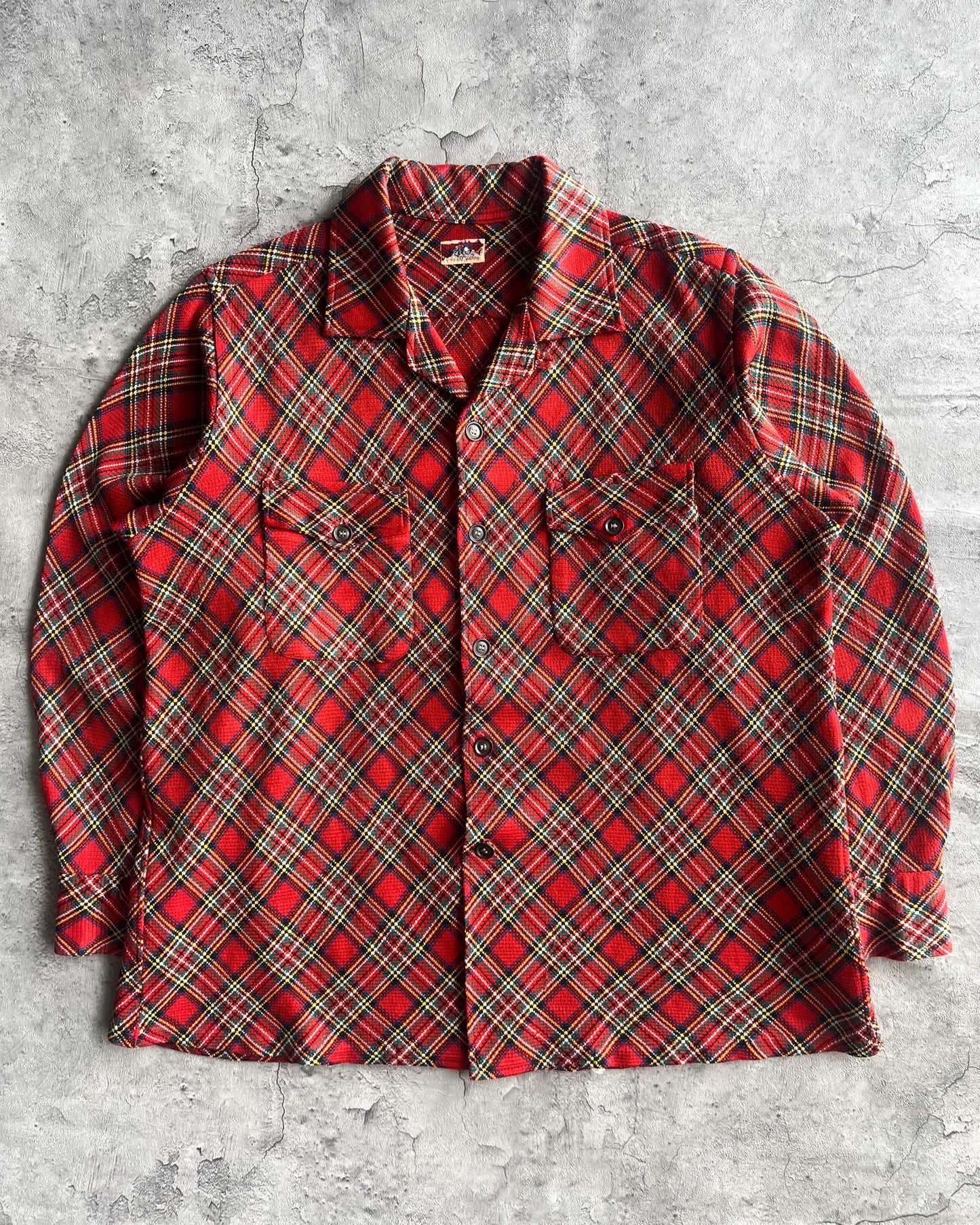 1950/1960S SHADOW PLAID RAYON FLANNEL (M)