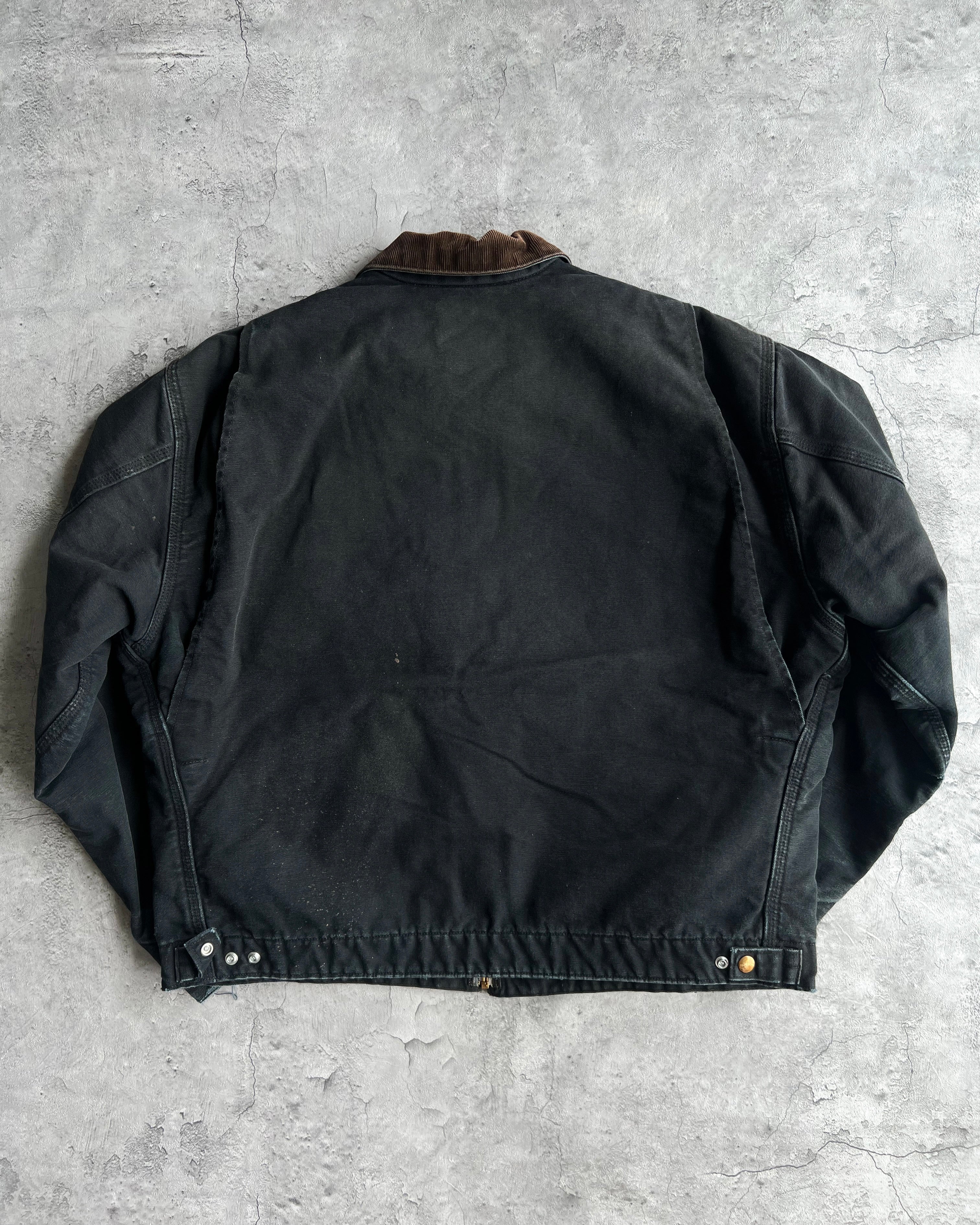 1990S FADED BLACK CARHARTT DETROIT WORK JACKET (XL)