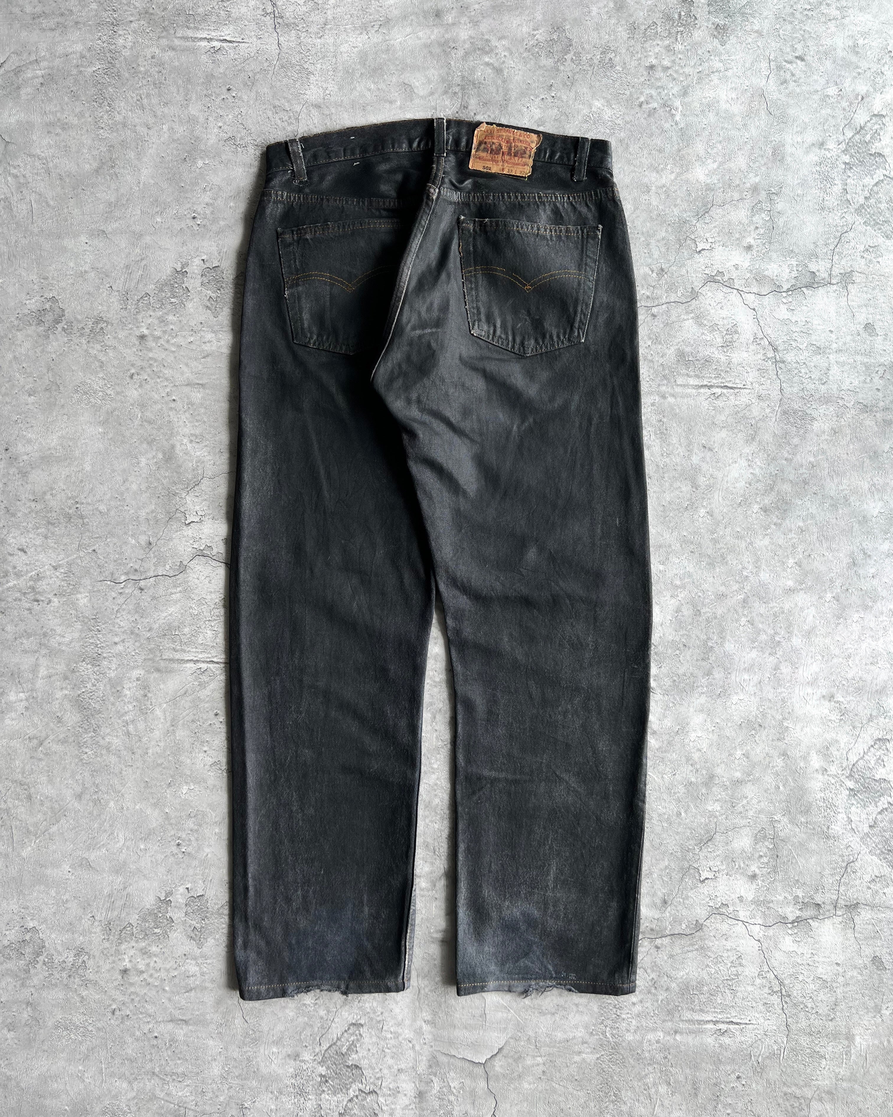 1990S WAXED BLACK LEVI'S 501 JEANS (33X32)