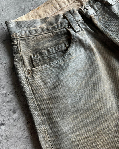 1980S FADED SILVER WAXED LEVI'S 501 JEANS (31X32)