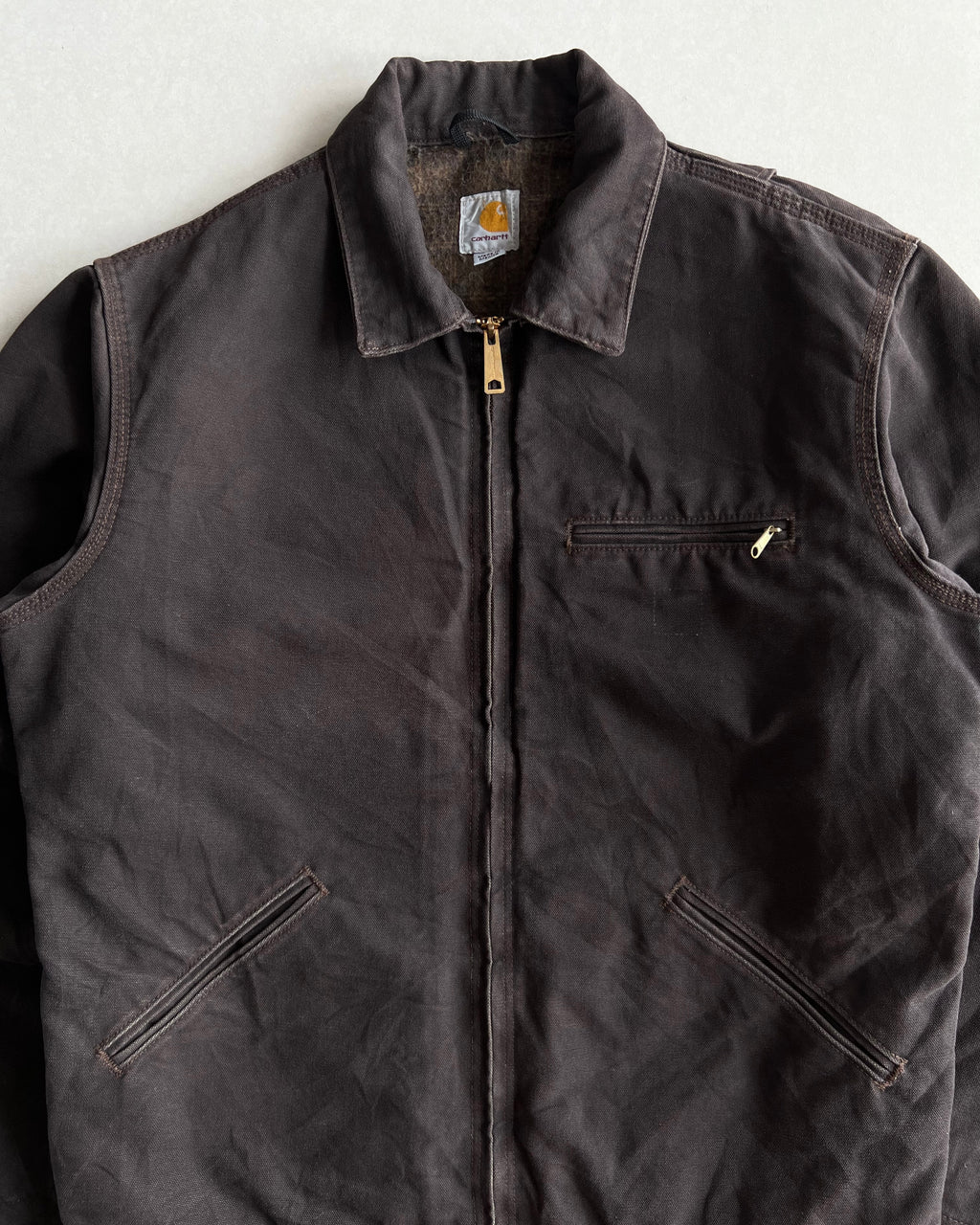 FADED BLACK CARHARTT DETROIT WORK JACKET (M)