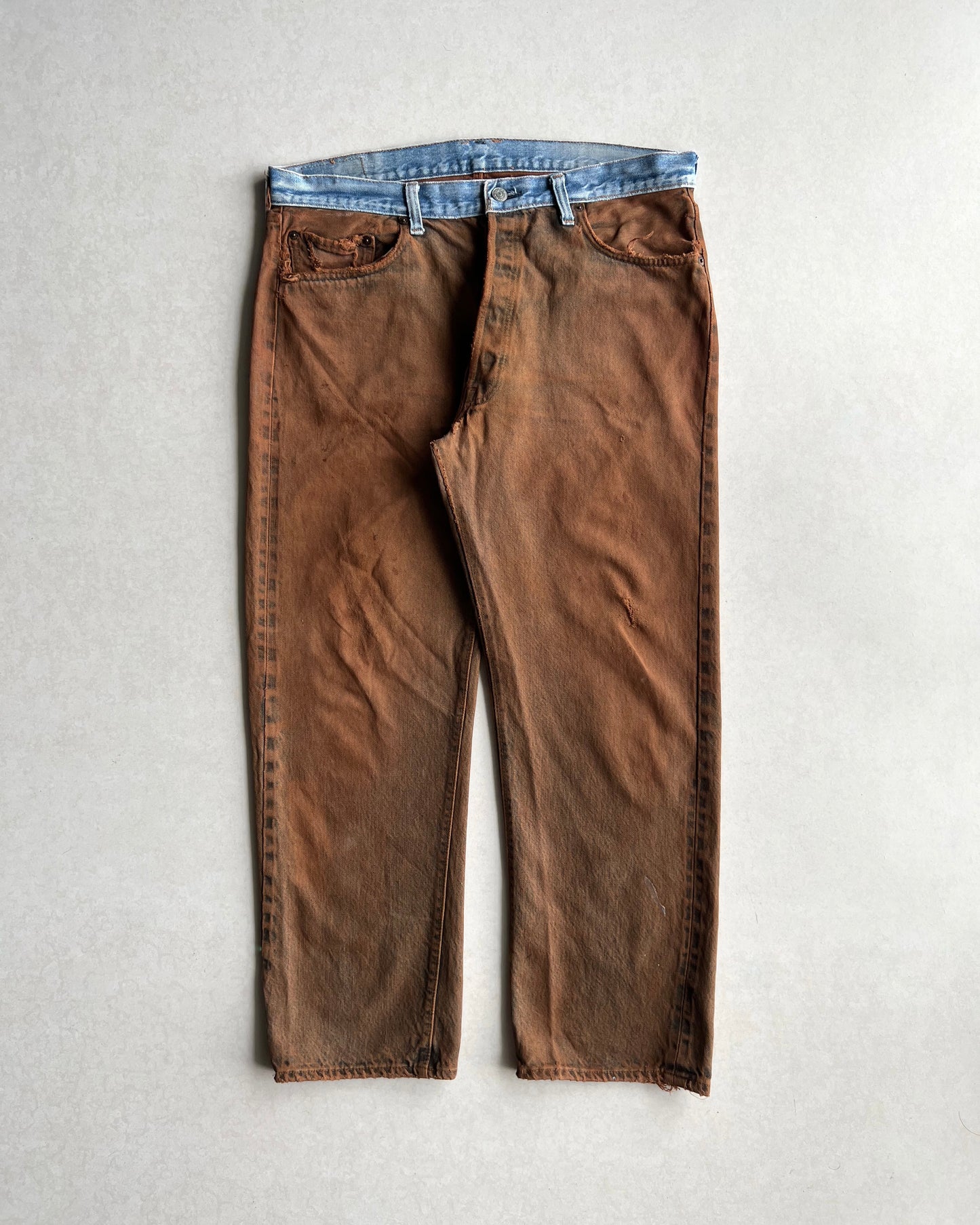 1970S TWO-TONE OVERDYED LEVI'S 501 REDLINE SELVEDGE JEANS (38X31)
