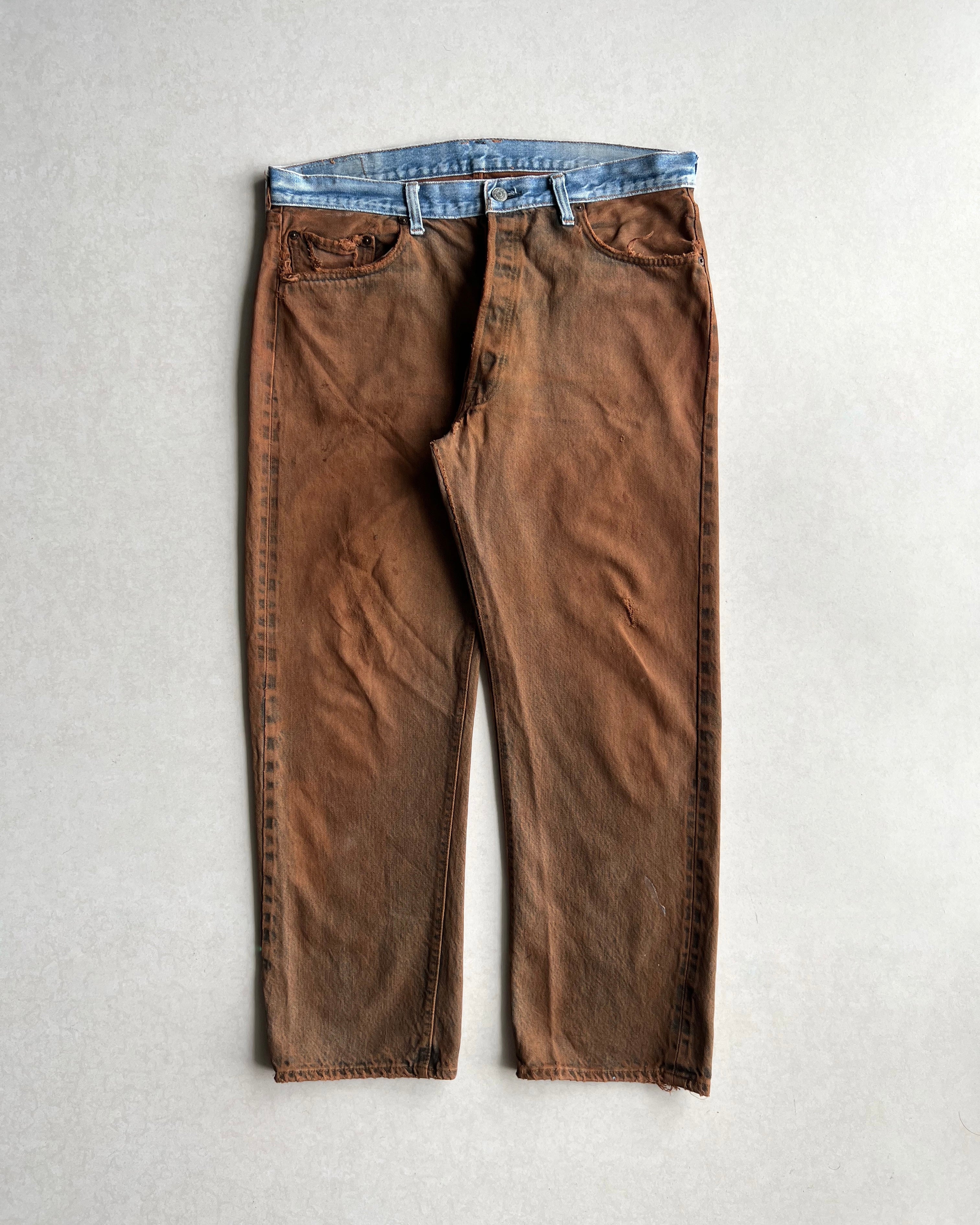 1970S TWO-TONE OVERDYED LEVI'S 501 REDLINE SELVEDGE JEANS (38X31)