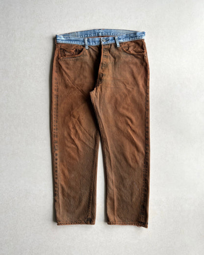 1970S TWO-TONE OVERDYED LEVI'S 501 REDLINE SELVEDGE JEANS (38X31)