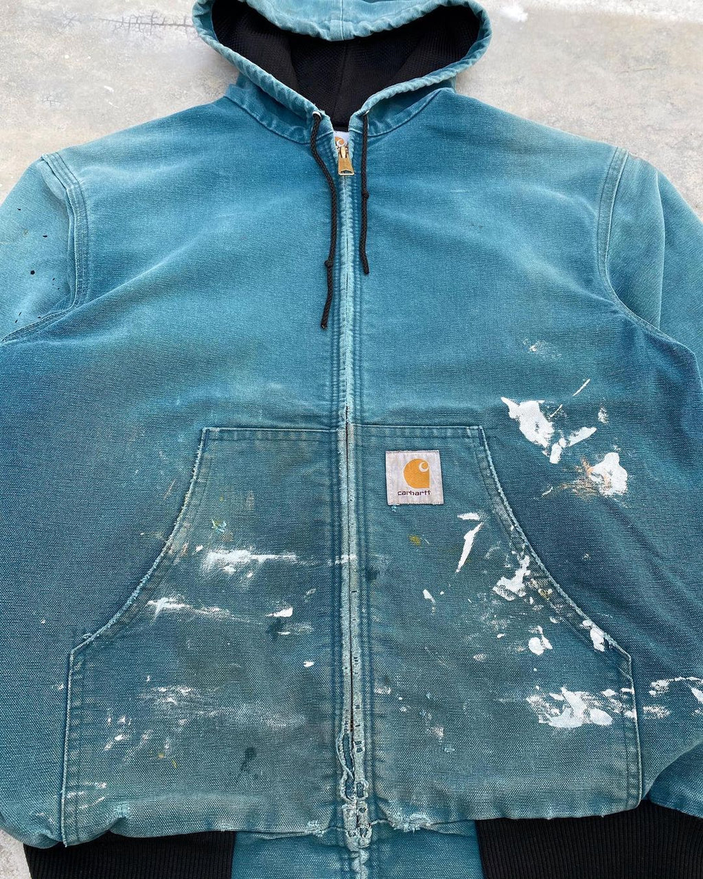 1990s Sun Faded Carhartt Painted Hooded Jacket