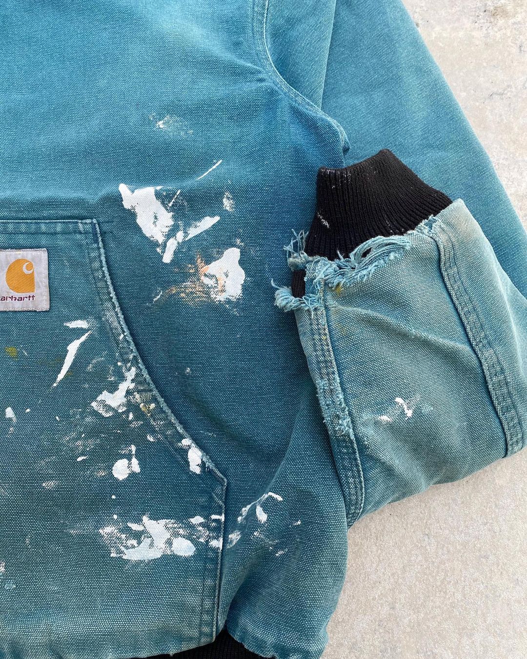 1990s Sun Faded Carhartt Painted Hooded Jacket