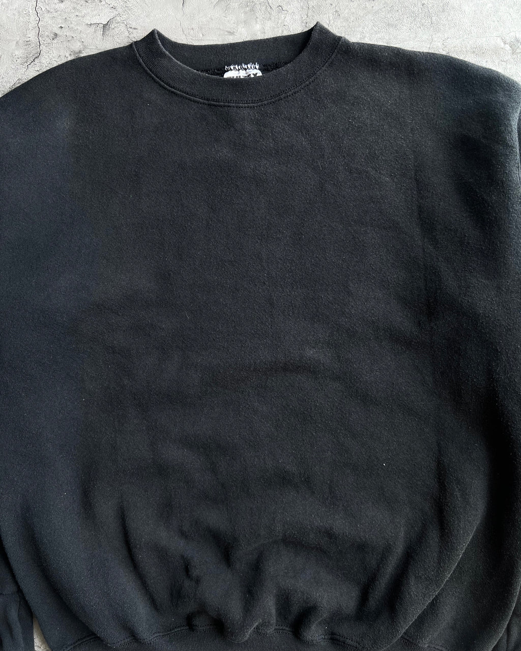 1990S FADED BLACK BLANK TULTEX SWEATSHIRT (M)