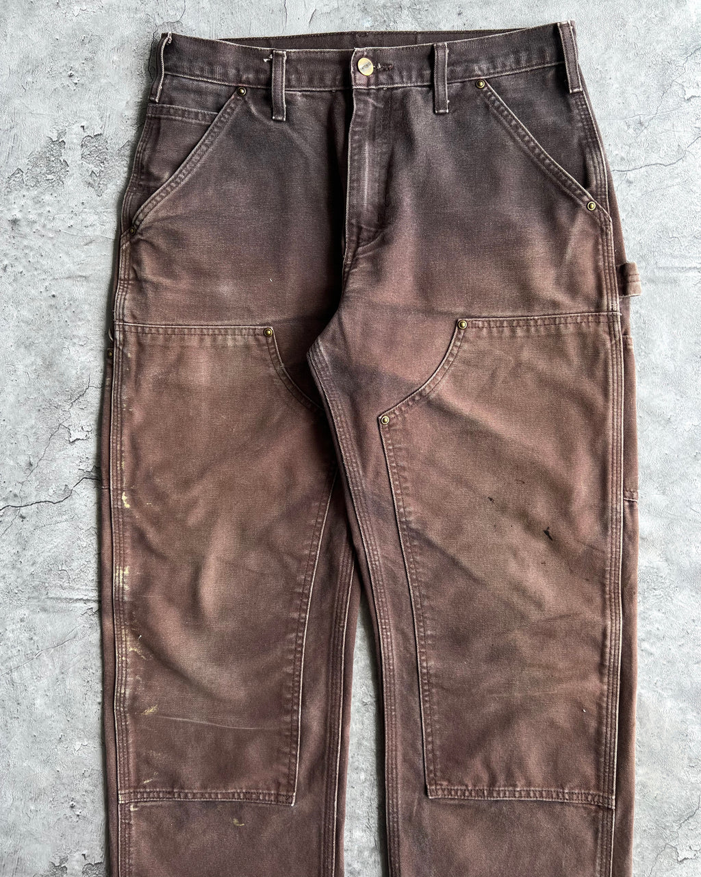 1990S SUN FADED BROWN CARHARTT DOUBLE KNEE PANTS (30X30)