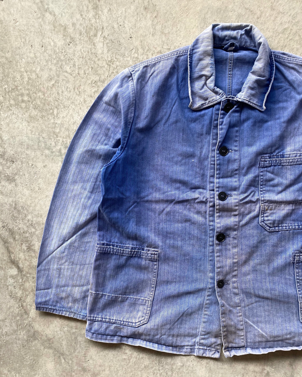 1960S SUN FADED HBT FRENCH WORKWEAR JACKET (M/L)