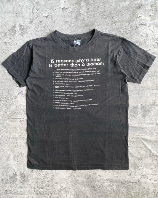 1980S ‘15 REASONS WHY A BEER IS BETTER THAN A WOMAN’ TEE (L)