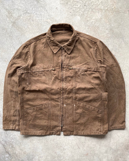 1960S BROWN ZIP-UP FRENCH WORK JACKET (M/L)