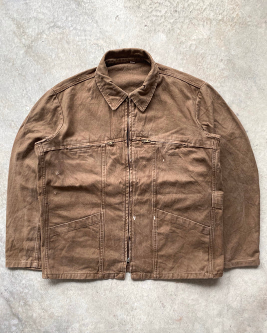 1960S BROWN ZIP-UP FRENCH WORK JACKET (M/L)