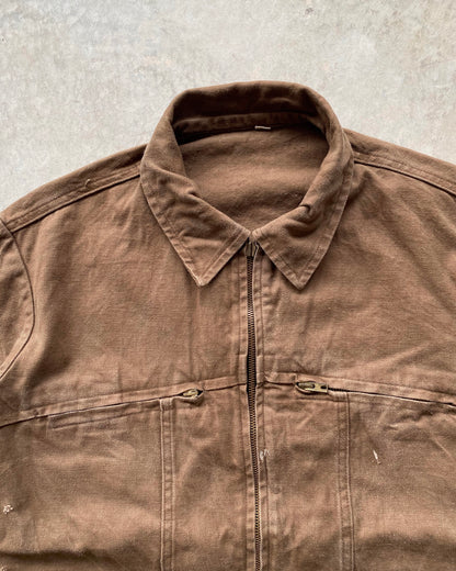 1960S BROWN ZIP-UP FRENCH WORK JACKET (M/L)