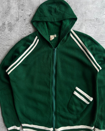 1970S GREEN SPORTS ZIP-UP RAGLAN HOODIE (M)