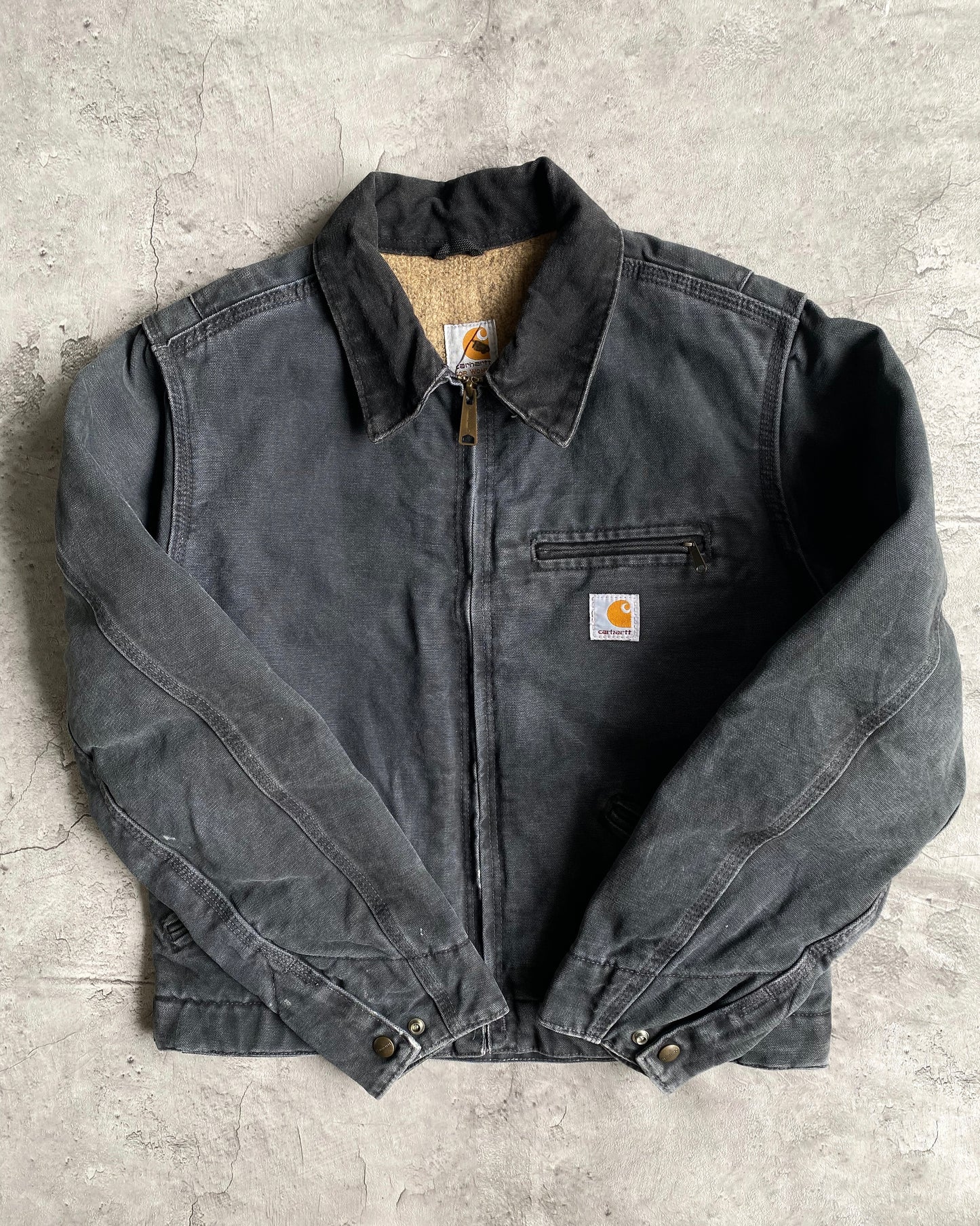 1990S FADED BLACK CARHARTT DETROIT JACKET (S/M)