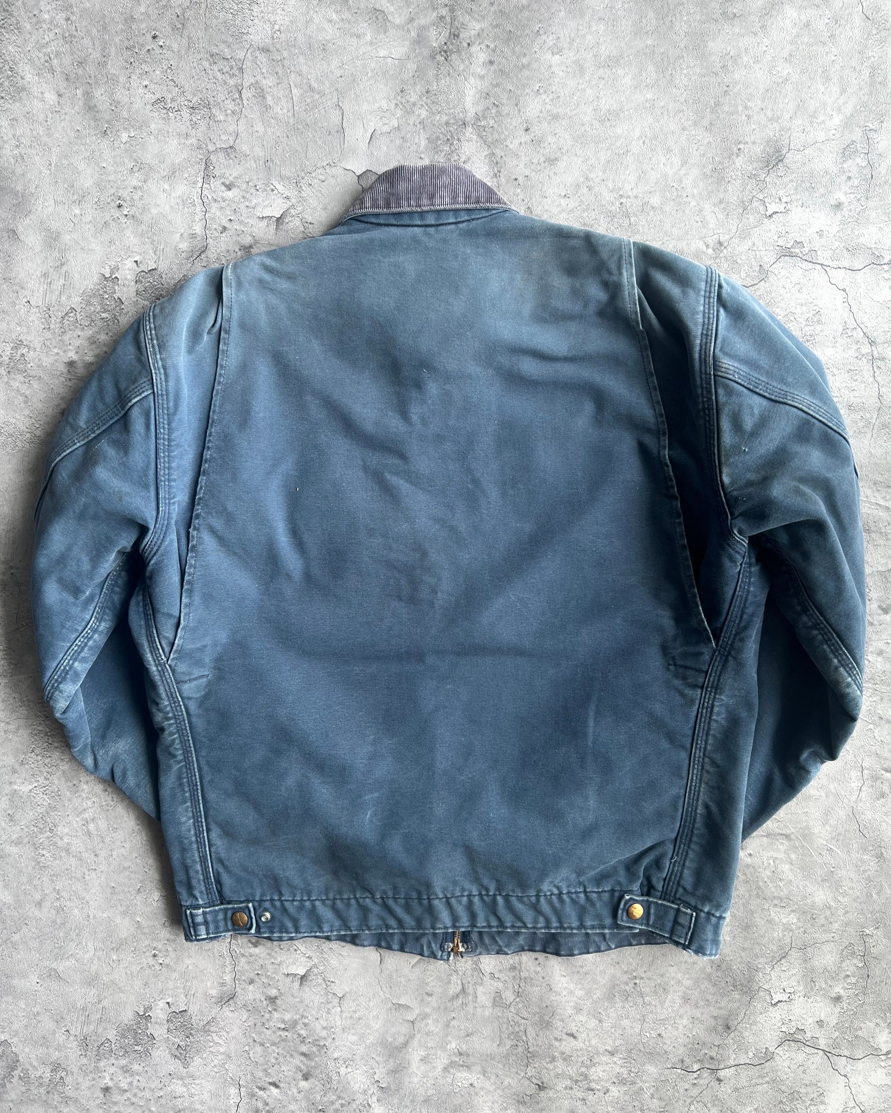 1990S FADED NAVY CARHARTT DETROIT WORK JACKET (L)