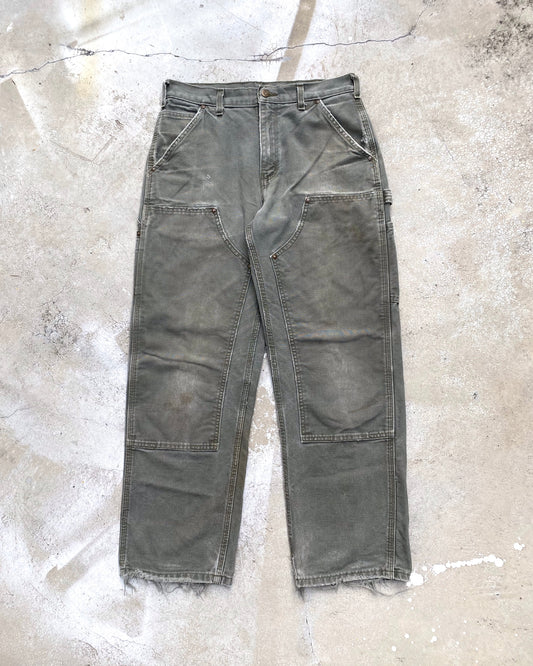 1990S FADED OLIVE/GREY CARHARTT DOUBLE KNEE PANTS (31X30)