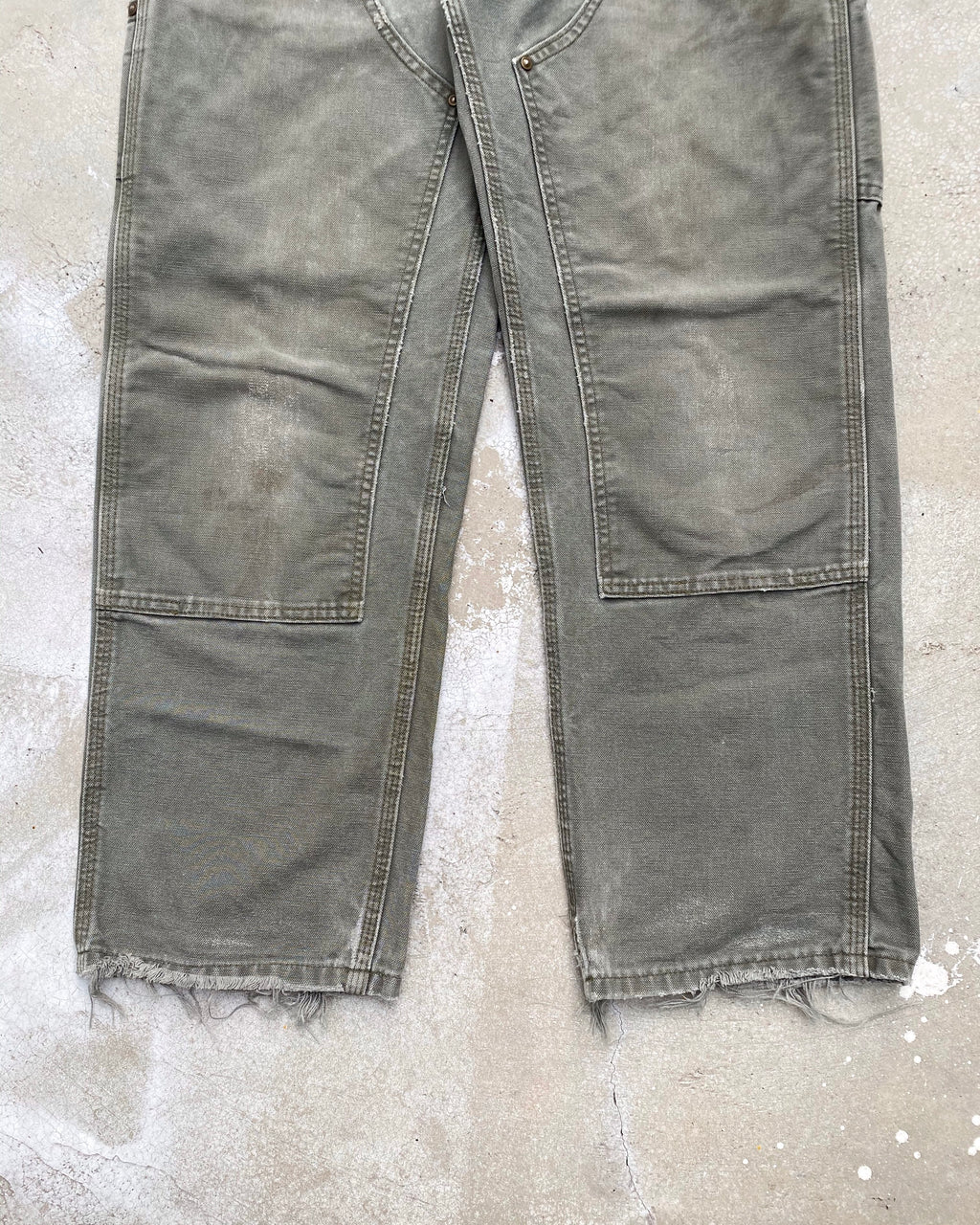 1990S FADED OLIVE/GREY CARHARTT DOUBLE KNEE PANTS (31X30)