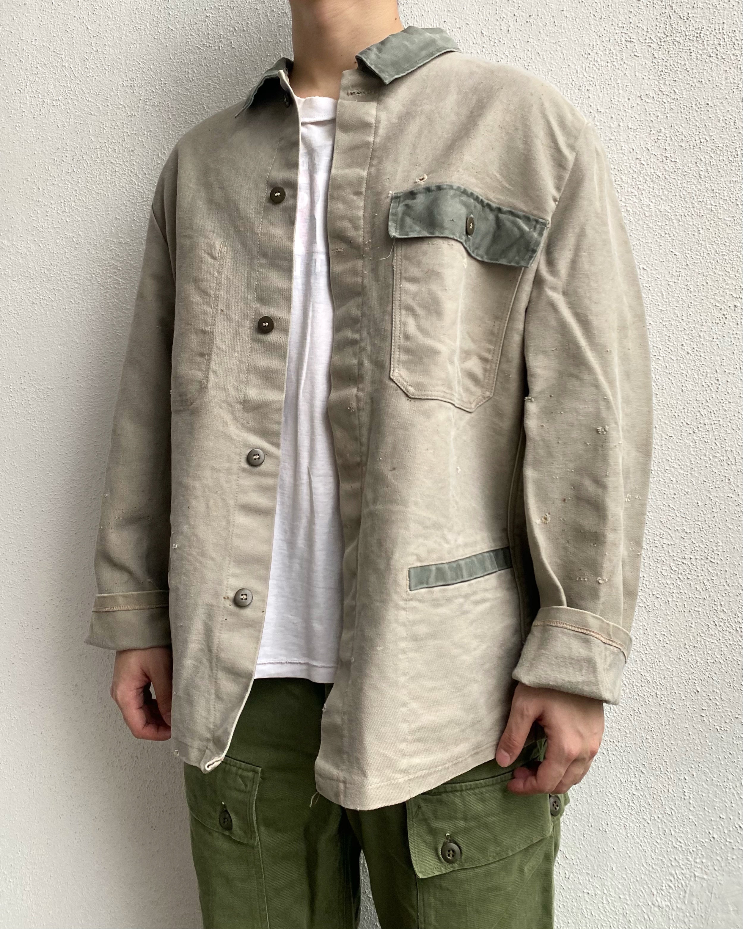 1980S TWO-TONE MOLESKIN EUROPEAN WORK JACKET (L/XL)