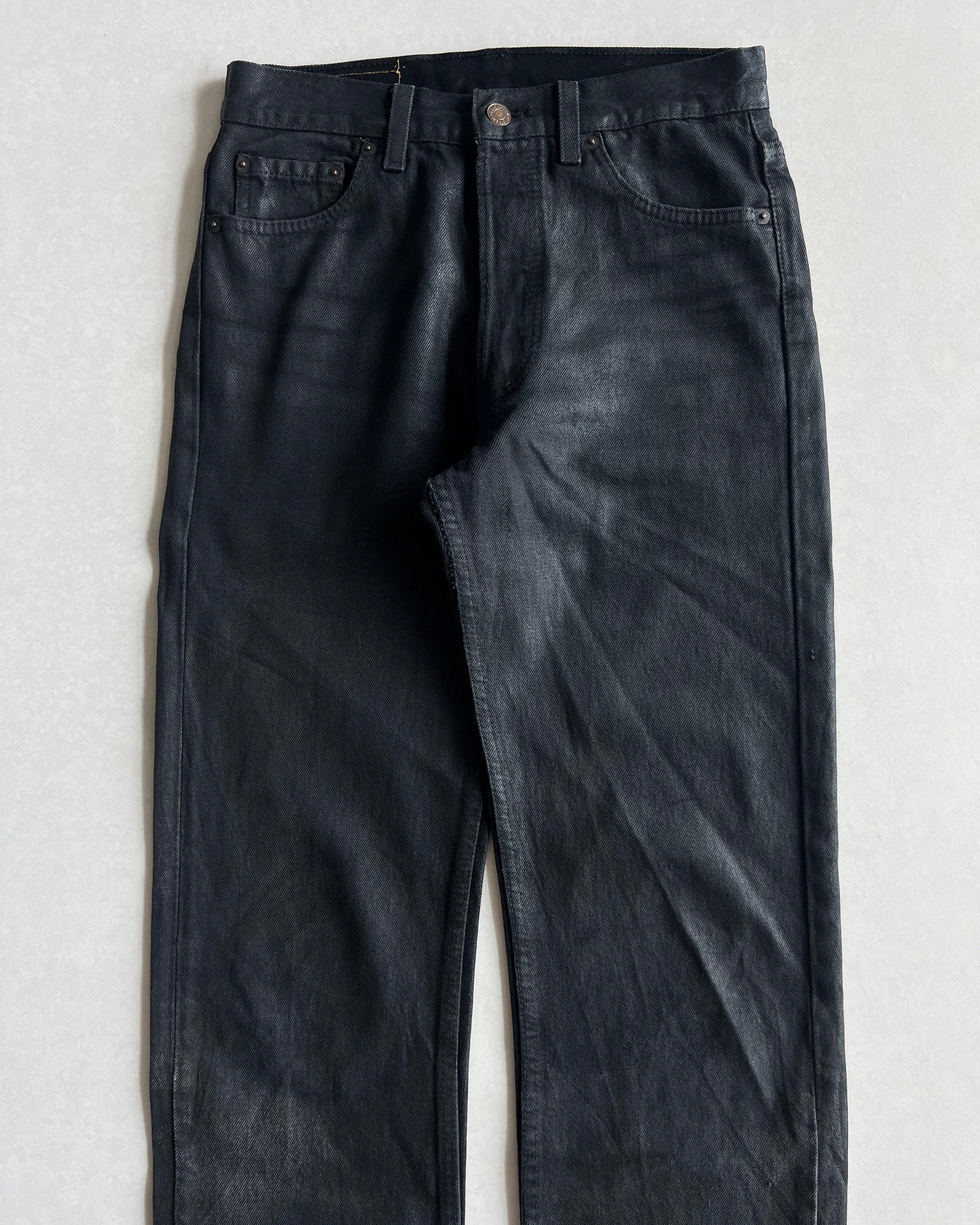1980S BLACK WAXED LEVI'S 501 JEANS (29X30)