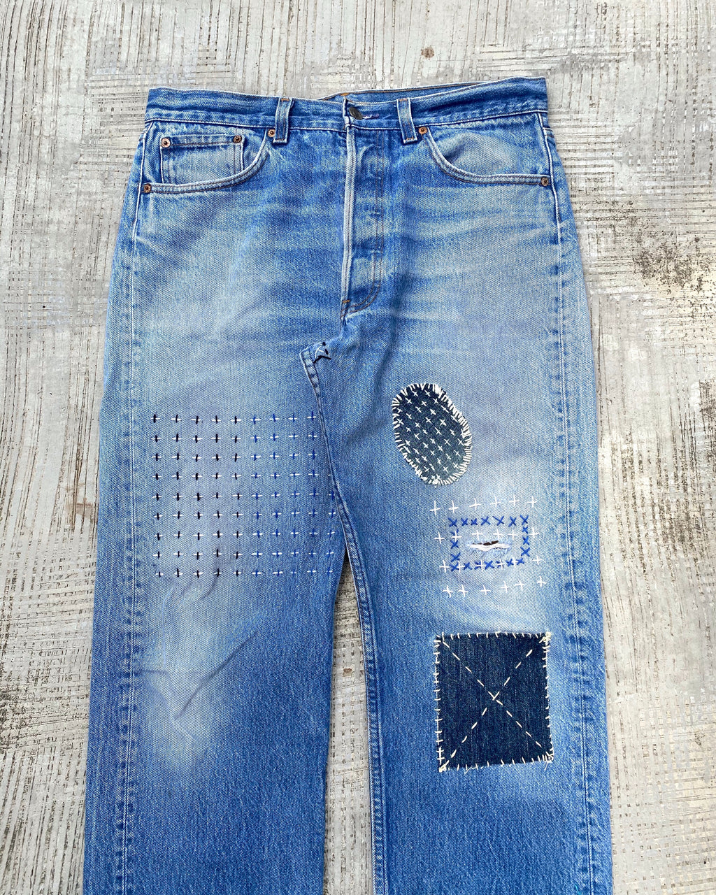 1980S LEVI’S 501 SASHIKO/PATCHED JEANS (33X32)