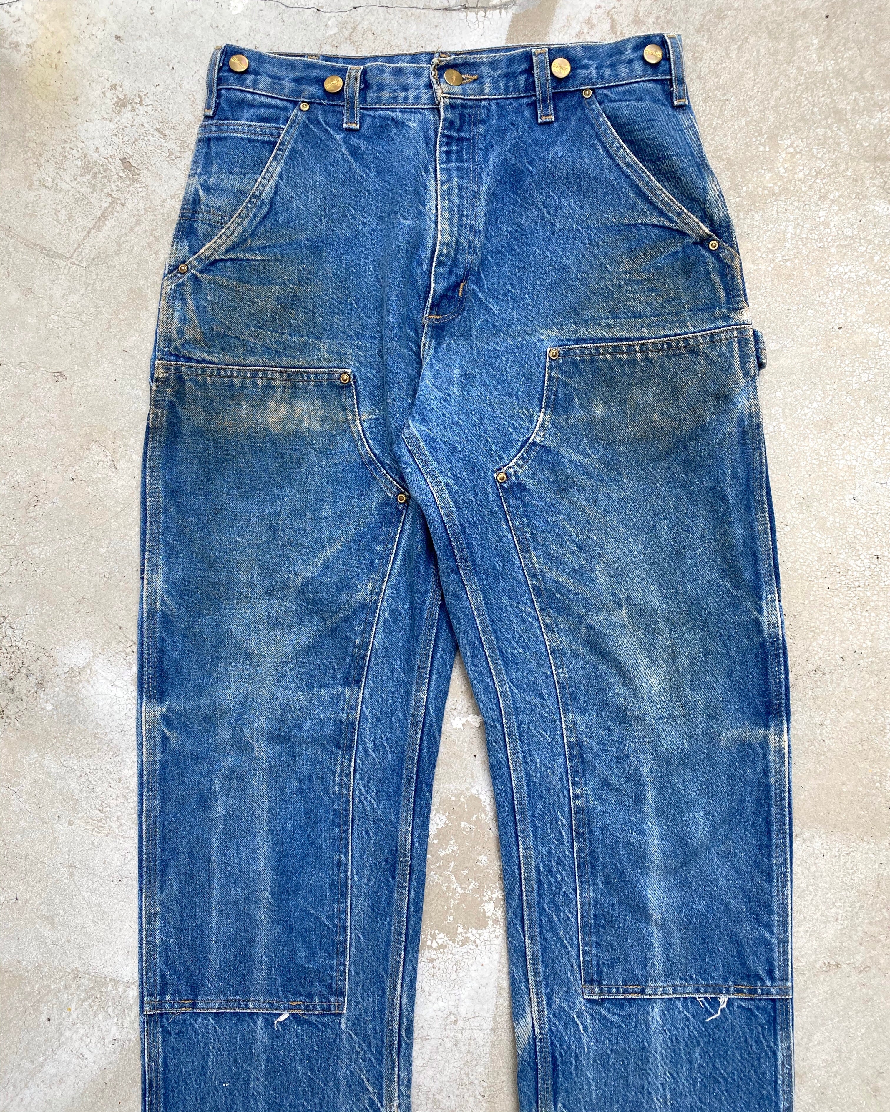 1990S FADED MUD WASH CARHARTT DOUBLE KNEE JEANS (32X32)