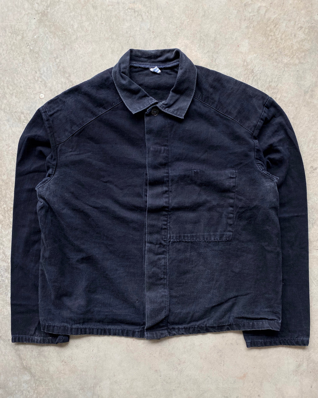 1960S FADED BLACK GERMAN WORKWEAR JACKET (M/L)