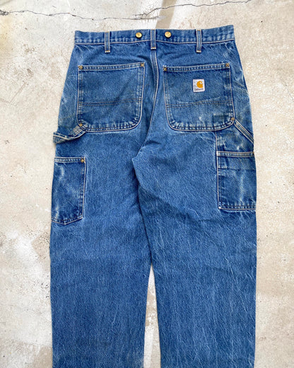 1990S FADED MUD WASH CARHARTT DOUBLE KNEE JEANS (32X32)