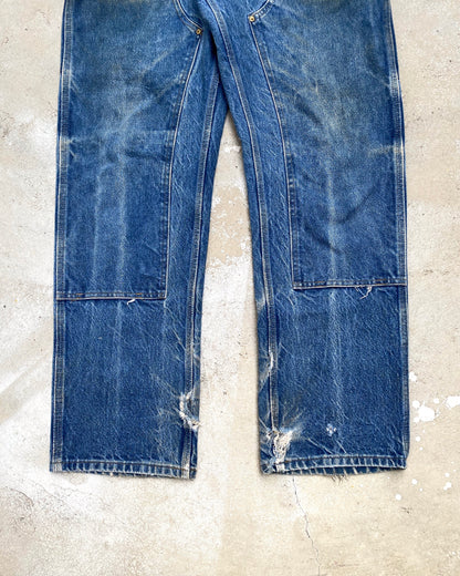 1990S FADED MUD WASH CARHARTT DOUBLE KNEE JEANS (32X32)