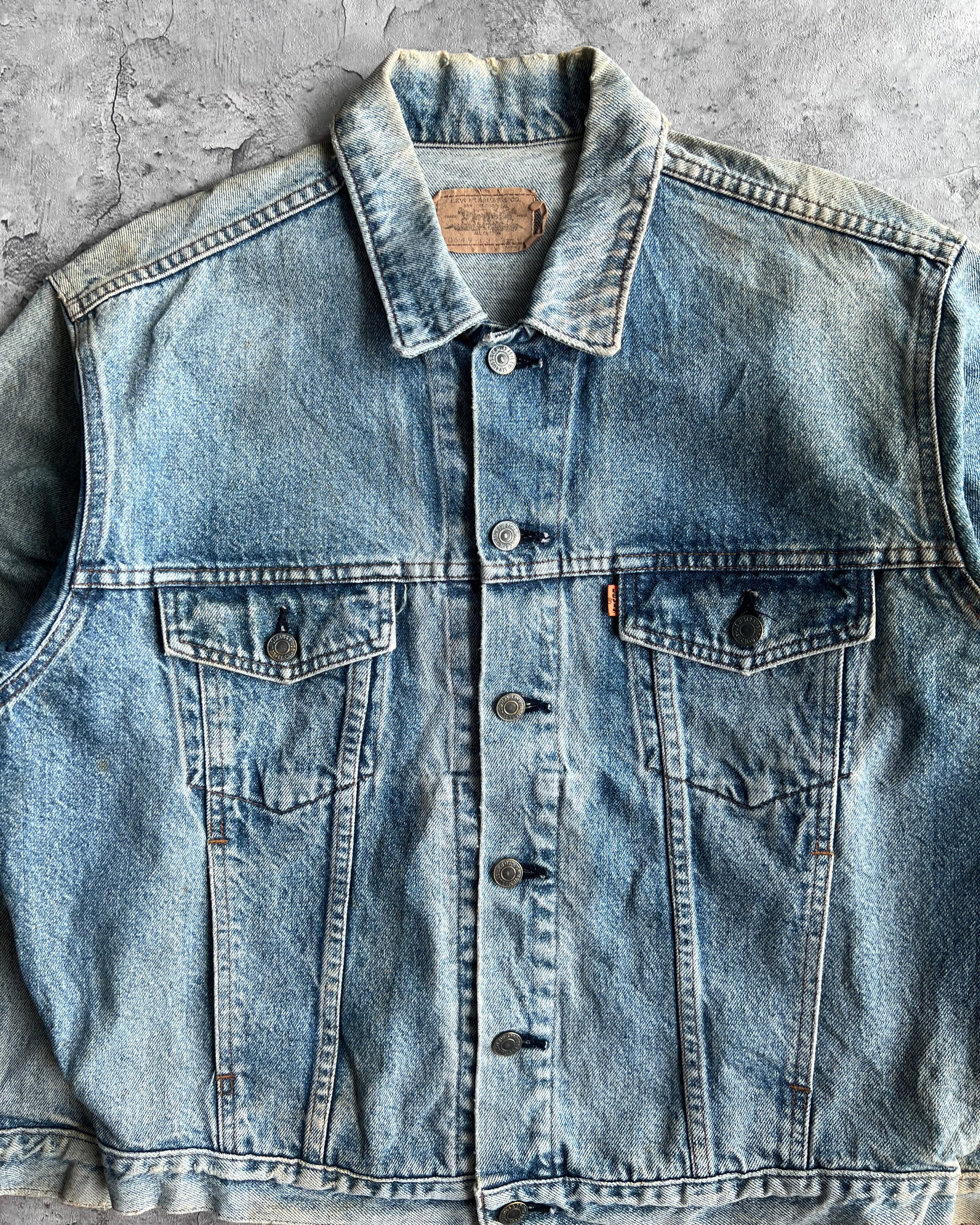1990S FADED WASHED LEVI'S TYPE III DENIM TRUCKER JACKET (XL)