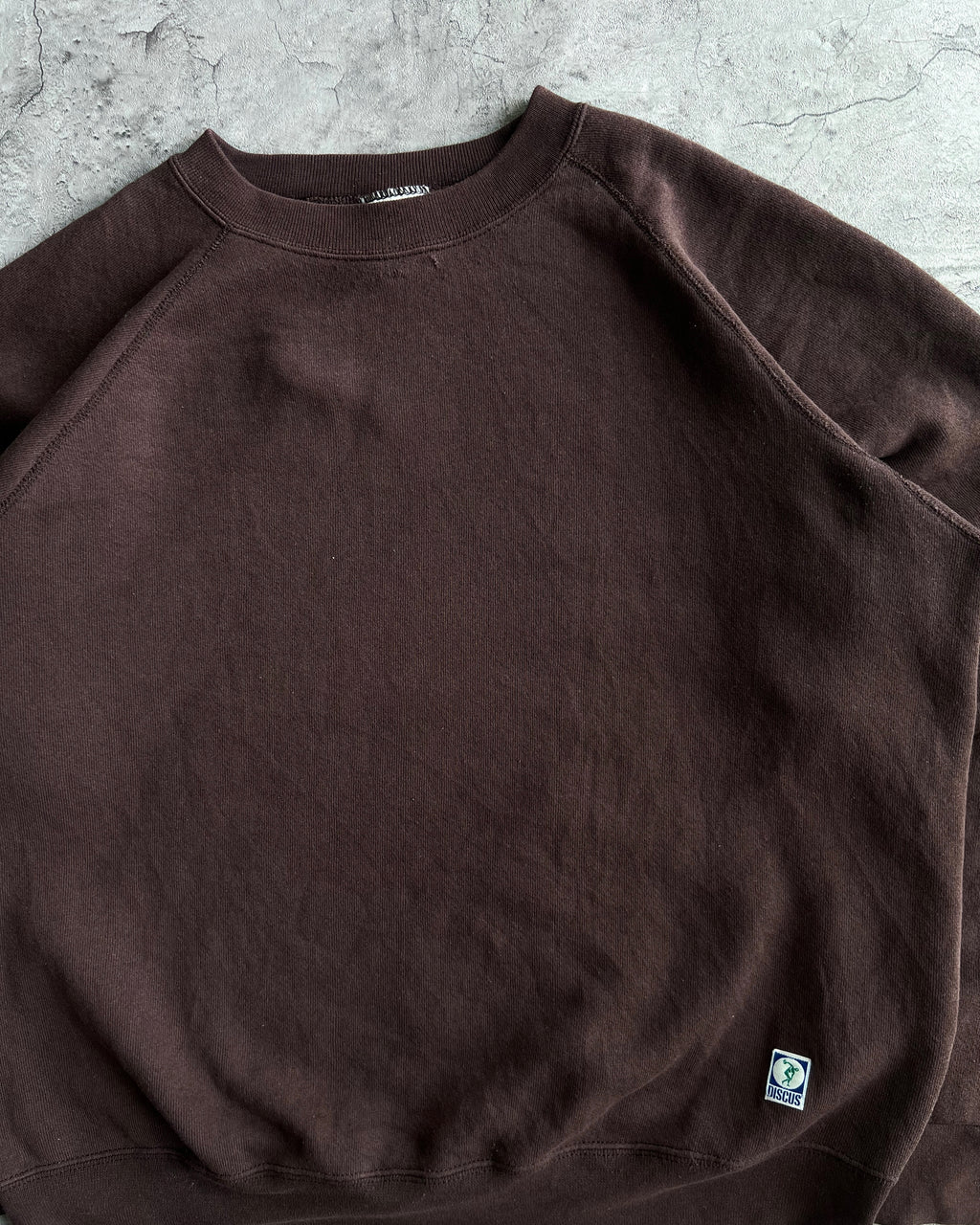 1990S BROWN BLANK DISCUS RAGLAN SWEATSHIRT (L)