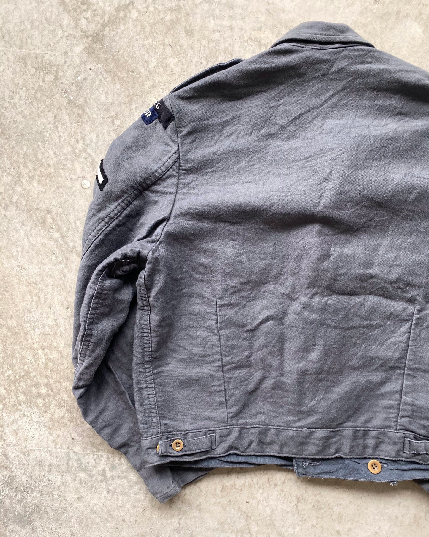 1970S GREY MOLESKIN EUROPE MILITARY CROPPED JACKET (S/M)