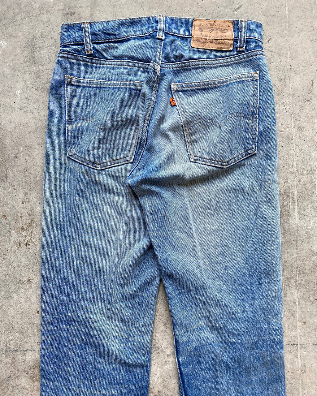 1970S FADED WASH LEVI'S 505 ORANGE TAB JEANS (31X32)