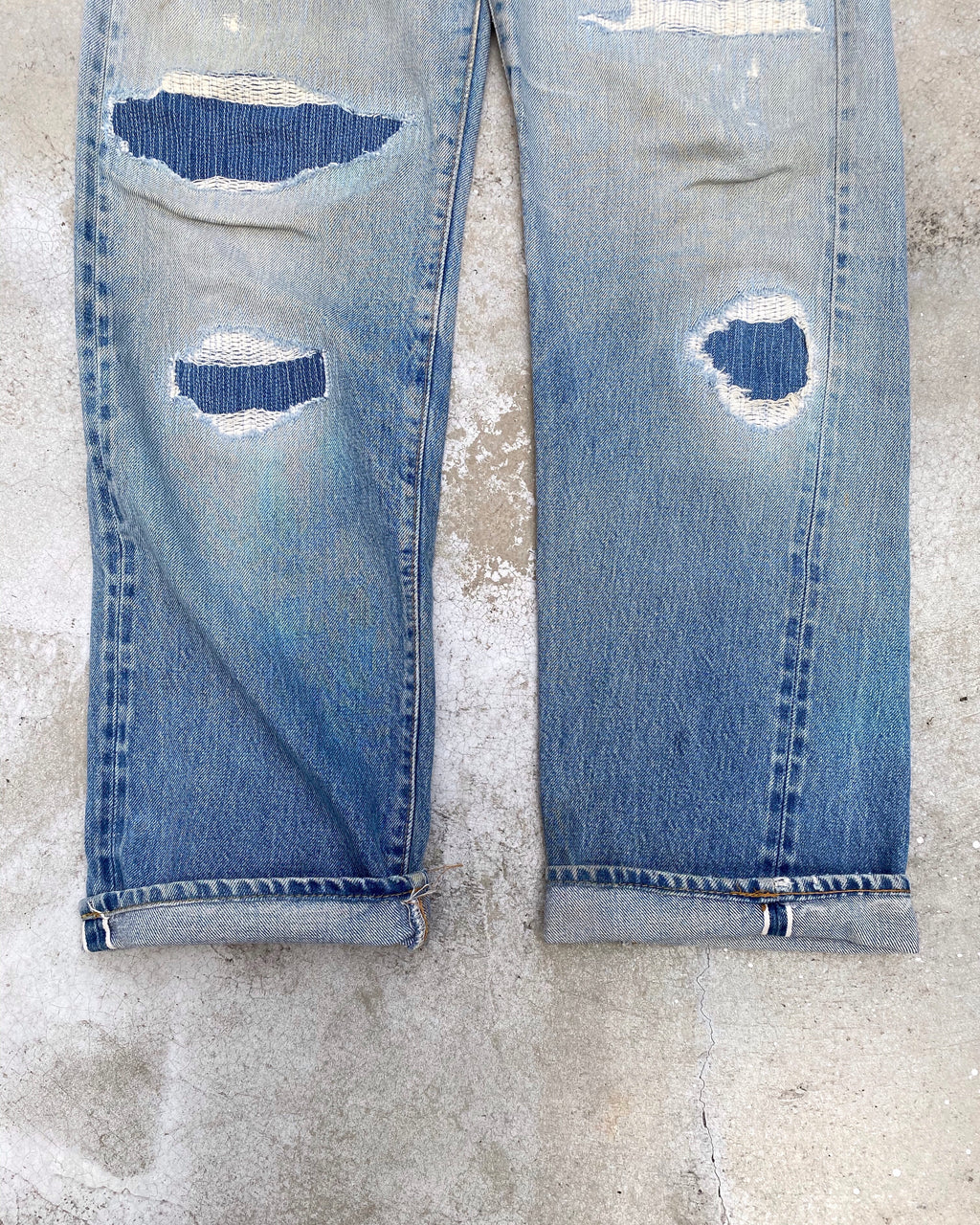 1970S LEVI’S 501 PATCHWORK SELVEDGE JEANS (31X34)